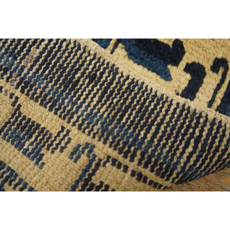 Tapis bleu antique en laine Ningxia