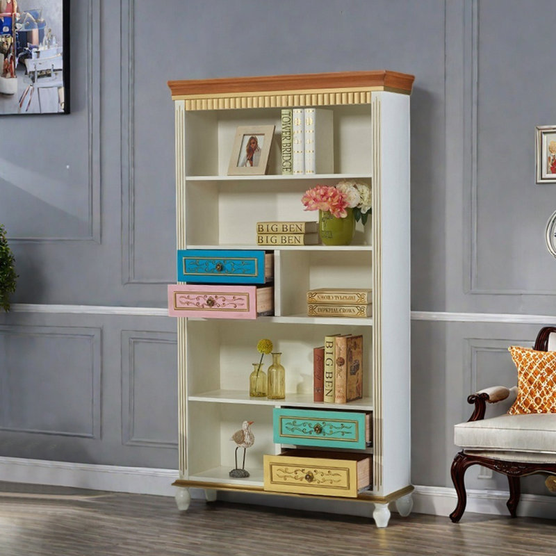 Bibliothèque multifonctionnelle de style campagne américaine, Blanc cassé