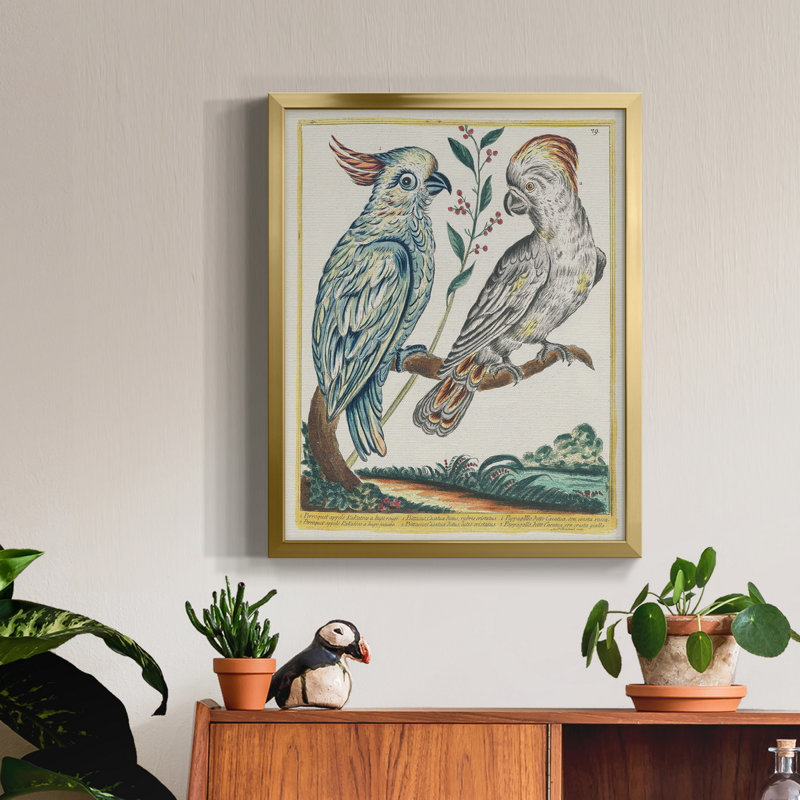 " Pastel Birds I " Painting Print, Gold Framed Canvas, 19" H x 16" W x 1.5'' D