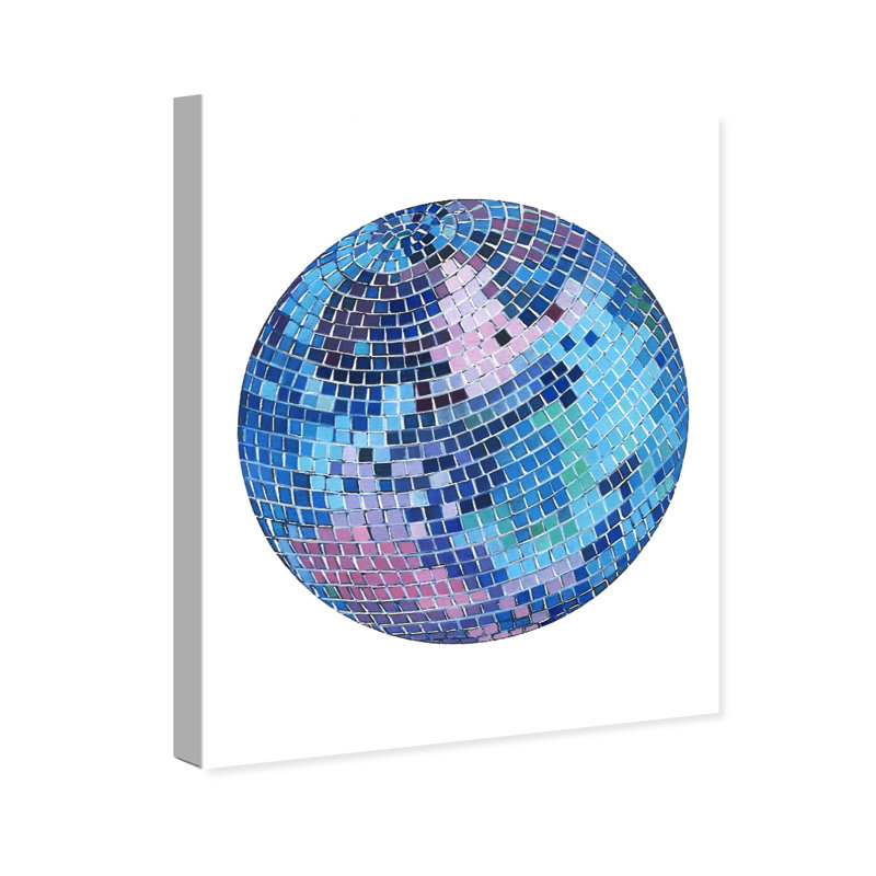 Abstrait abstrait disco sur toile bleue moderne, H 20 po x l 16 po x P 0,8 po
