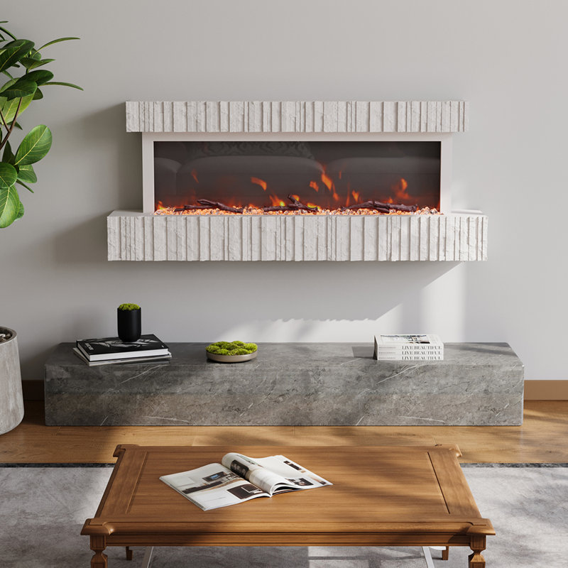 Wall-Mounted Electric Fireplace – White