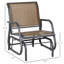 2 chaises coulissantes à structure en métal avec tissu en filet respirant. Bercement confortable pour le plein air. Détente incurvée. Pour le jardin, la piscine, la cour arrière, le balcon. Mélange de bruns. Mouvement fluide.