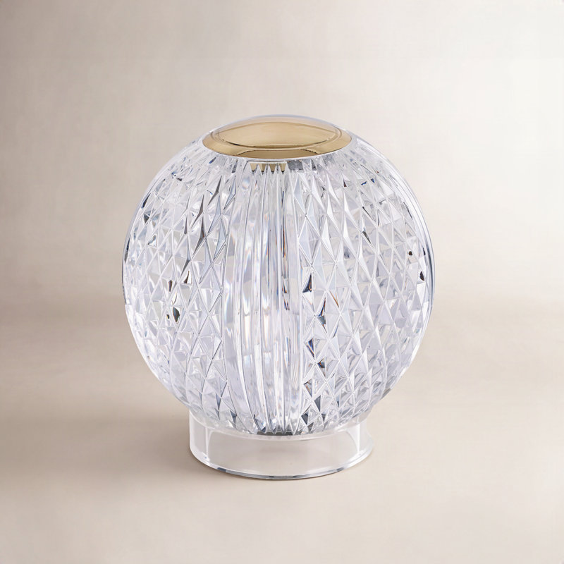 Marni Metal Globe Lamp, Natural Brass, Clear/Natural Brass, 4.38" H x 3.63" W x 3.63" D