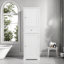 Grande armoire de rangement pour salle de bain avec tiroir, armoires de rangement et tablette réglable, conception à rayures verticales-1374673459
