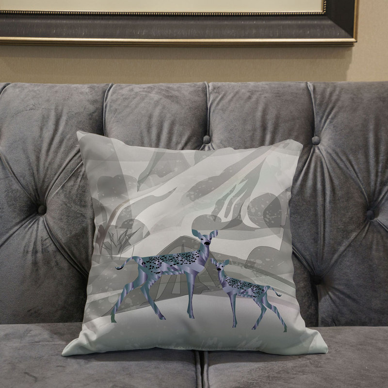 Indoor / Outdoor Square Cushion, Grey/Green, 51cm H x 51cm W