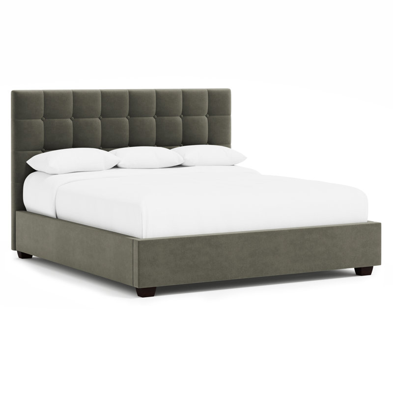 Avery Upholstered Panel Headboard Design, Espresso/Dark Gray