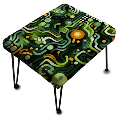 Repose-pieds rectangulaire vert et jaune