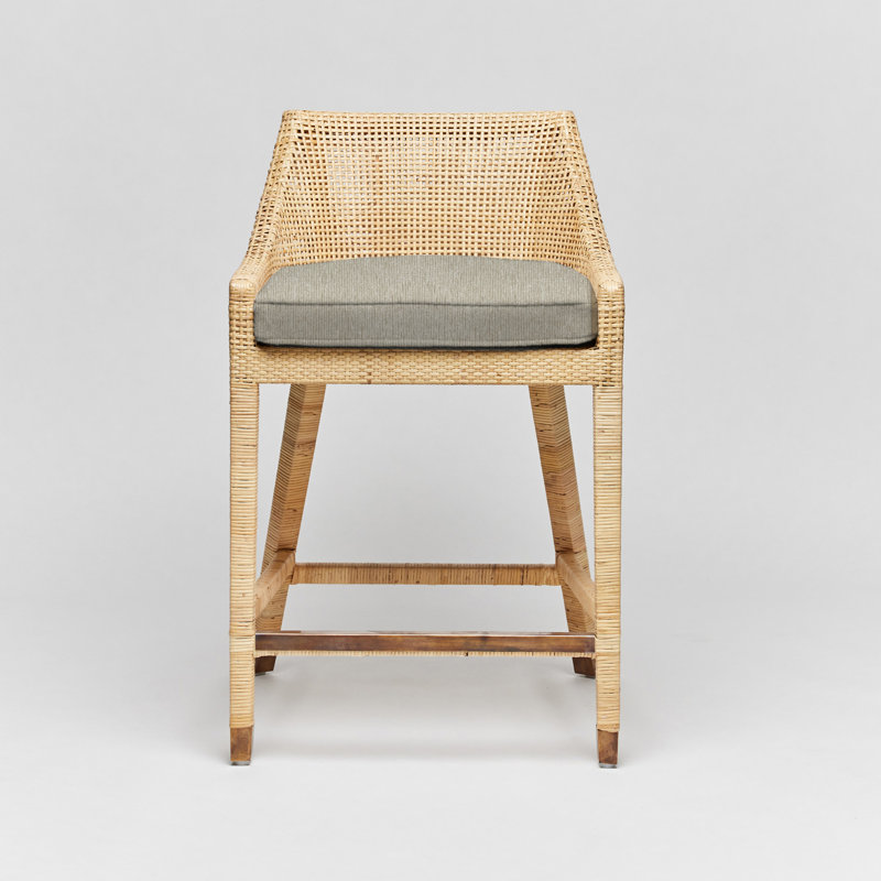 Tabouret de comptoir 26 po Boca, Cadre paille / rotin naturel