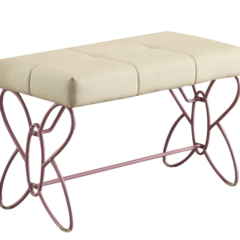 Banc de chambre exquis blanc et rose avec sophistication papillon de forme rectangulaire moderne