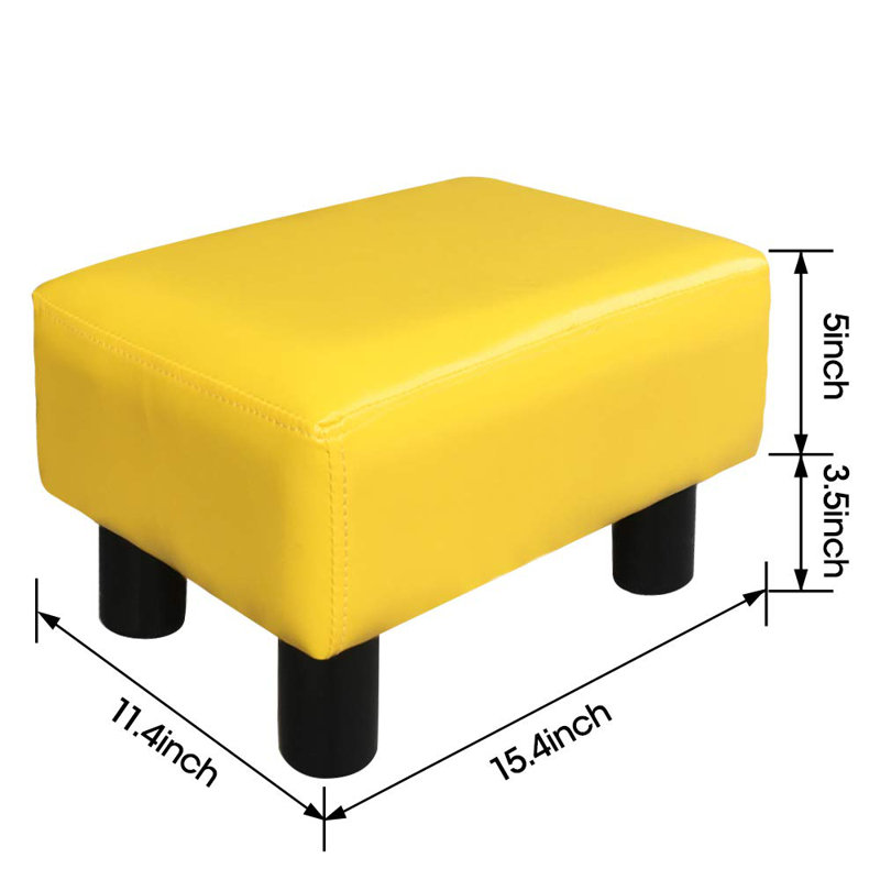 Drida Upholstered Ottoman, Yellow PU Leather