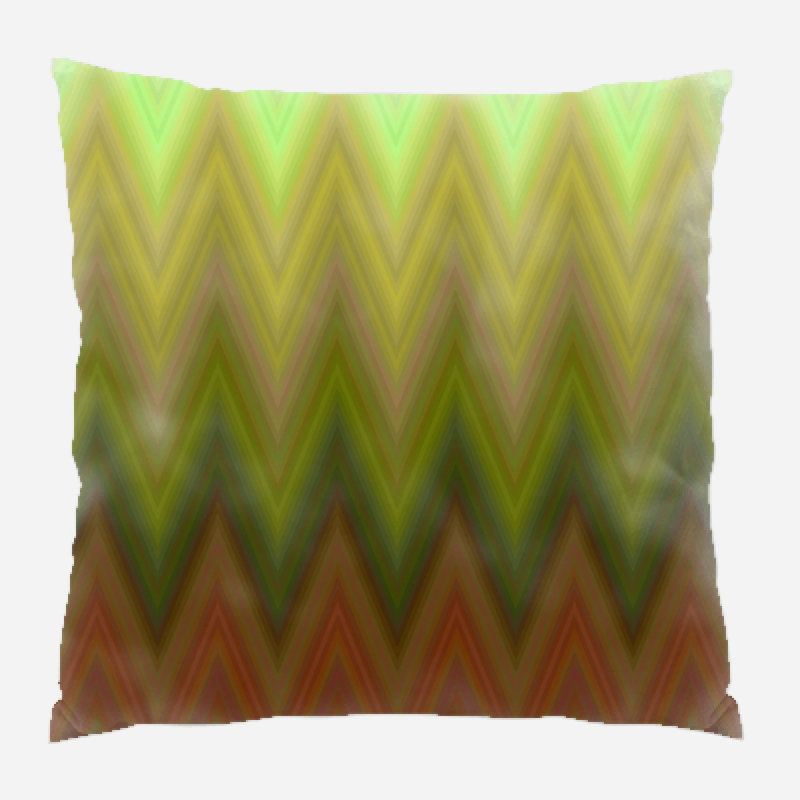 Coussin zig zag, Vert / Brun