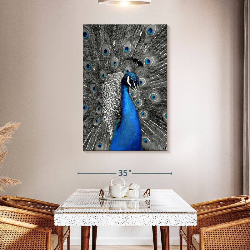 Brampt Close Up Blue Peacock, 48" H x 32" W