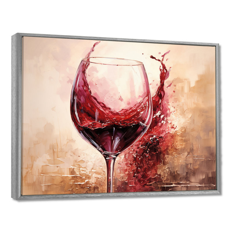 Cabernet Curve I - Vin, art mural encadré, salon, H 12 po x l 20 po x P 1 po, Cadre flottant argent