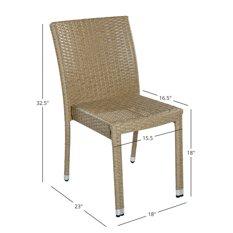 Takhiya Stacking Patio Dining Side Chairs, Natural