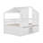 Full Size Wooden House-Shaped Loft Bed With Roof, Windows, 4 Storage Drawers-114294603