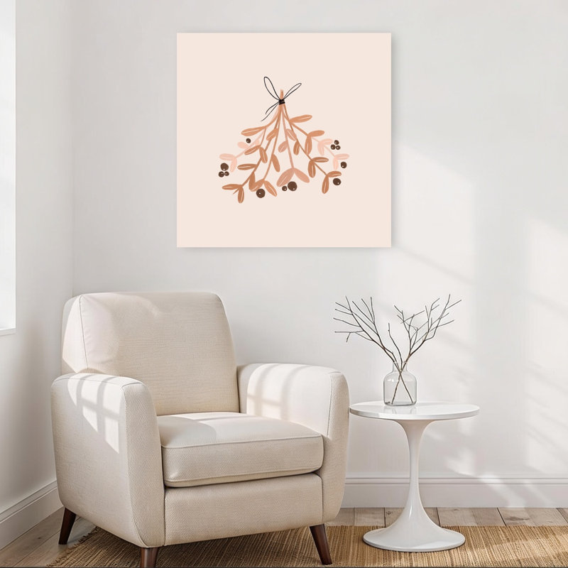 «Festive Mistletoe Bunch», art mural contemporain abstrait, 32" H x 32" W