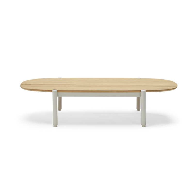 Terra Outdoor Oval Teak Coffee Table, Putty