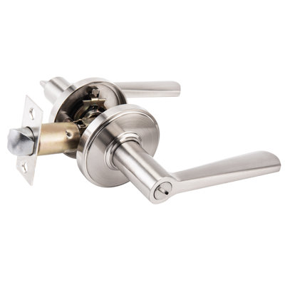 Bedroom Door Handle with Key Satin Nickel Locking Lever for Interior Doors