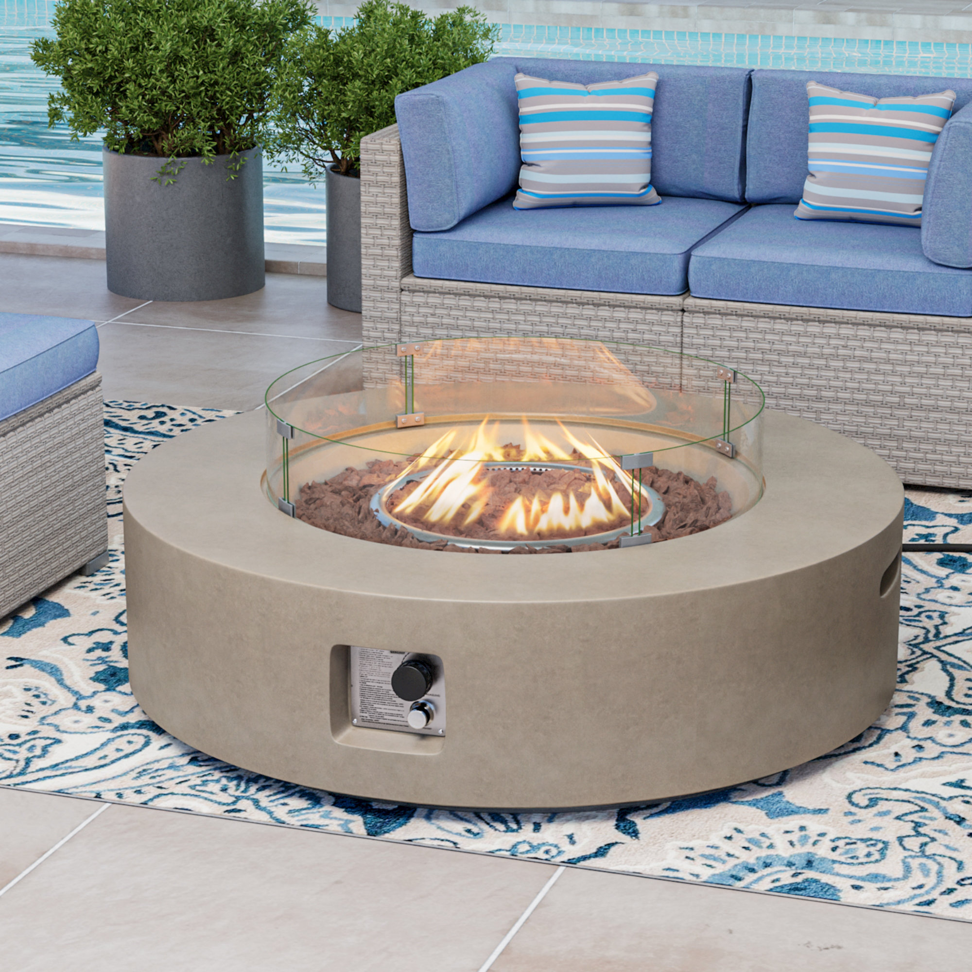 17 Stories Langport Concrete Propane Fire Pit Table & Reviews | Wayfair