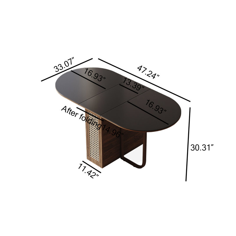 Bayou Breeze 47.24" Foldable Black Oval Dining Table