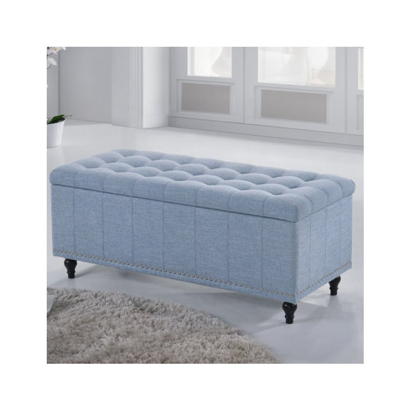 Mirdza Upholstered Ottoman, Light Blue