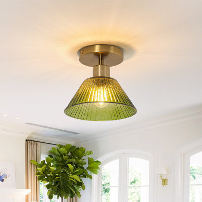 Plafonnier semi-encastré en verre 1 lumière