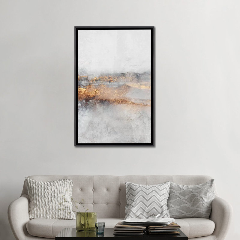 Print, Pas de tapis, H 48 po x l 32 po x 1,5 po, Toile avec cadre noir patiné