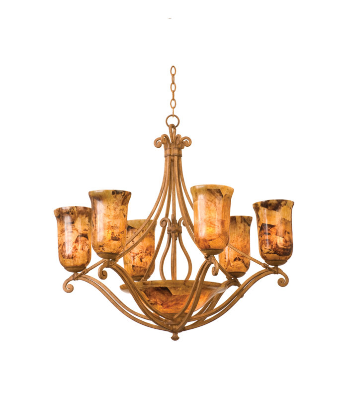 Lustre Somerset 8 LT Kalco, Écaille de tortue, Coquillage