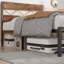Structure de lit plateforme industrielle en métal brun rustique avec tête de lit en bois Alicia, rangement sous le lit, silencieux, aucun sommier tapissier requis-2039627793-2074483462