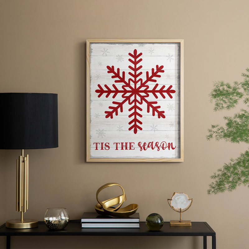 «Tis the Season Snowflake», reproduction encadrée - bois massif, Naturel, H 21 po x l 17 po