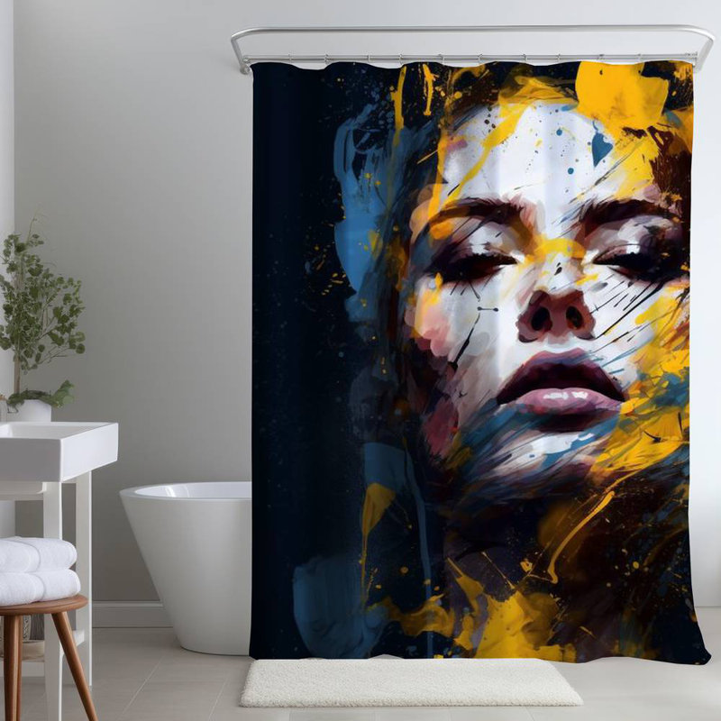Shower Curtain FI108 – Polyester Shower Curtain, Dye Sublimation Print, 71" W × 74" L