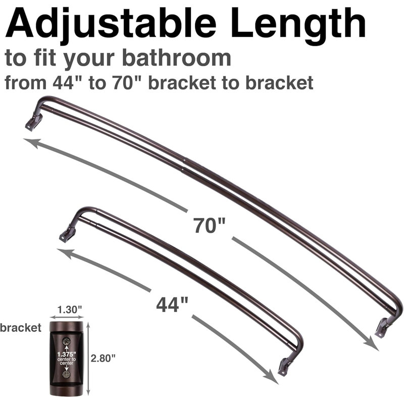 70'' Oil Rubbed Bronze Double Curved Shower Curtain Rod