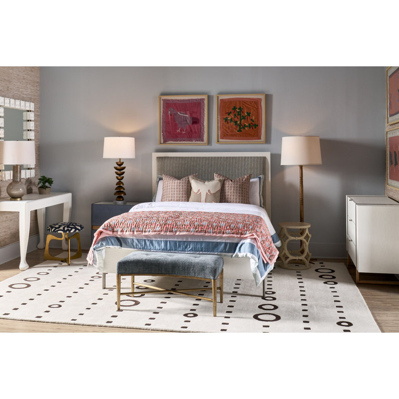 Cambridge Upholstered Bed, Santorini White/Snow Velvet