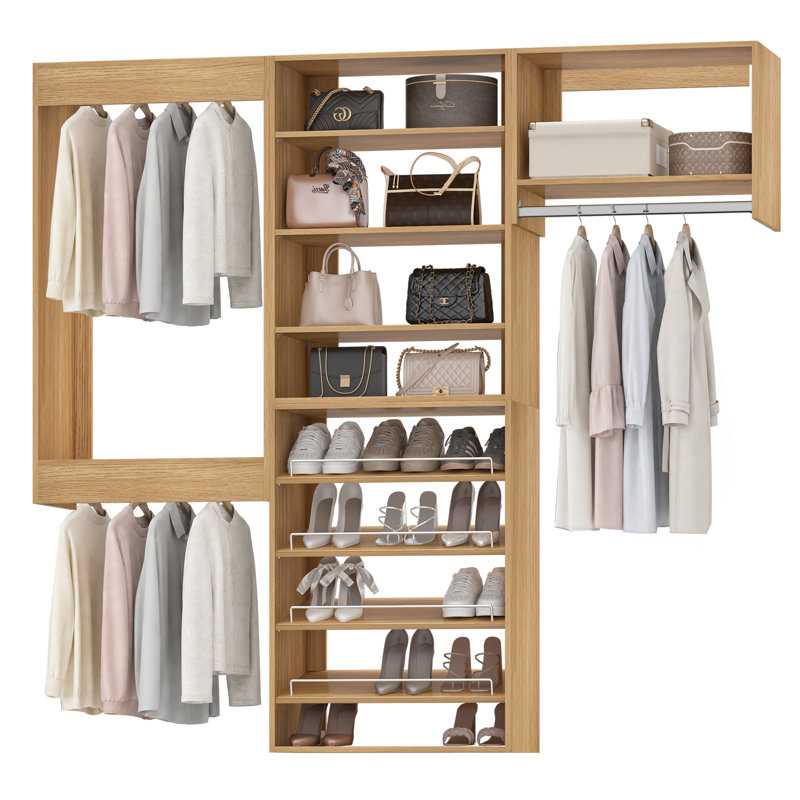 Système de garde-robe modulaire, design polyvalent et personnalisable pour un rangement et une organisation efficaces, en bois