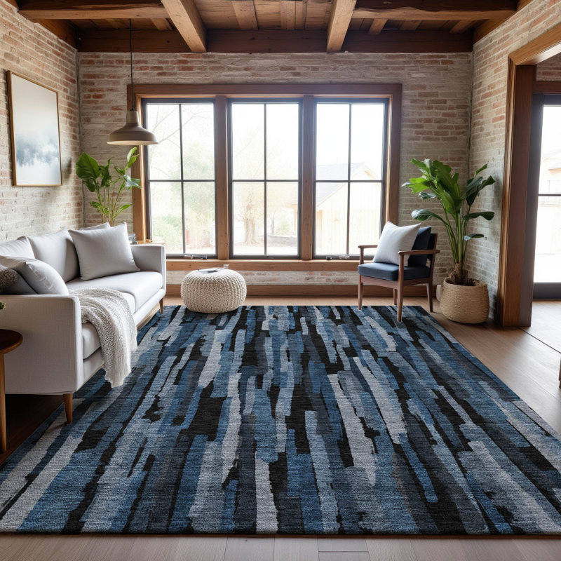 Premium Machine Washable Dahl AMF1079 Stripes Rug, Rectangle 9' x 12'
