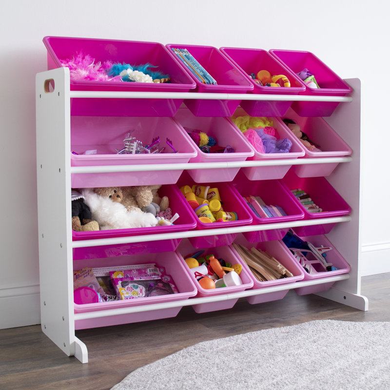 Organisateur de jouets Aaban, Blanc / Rose