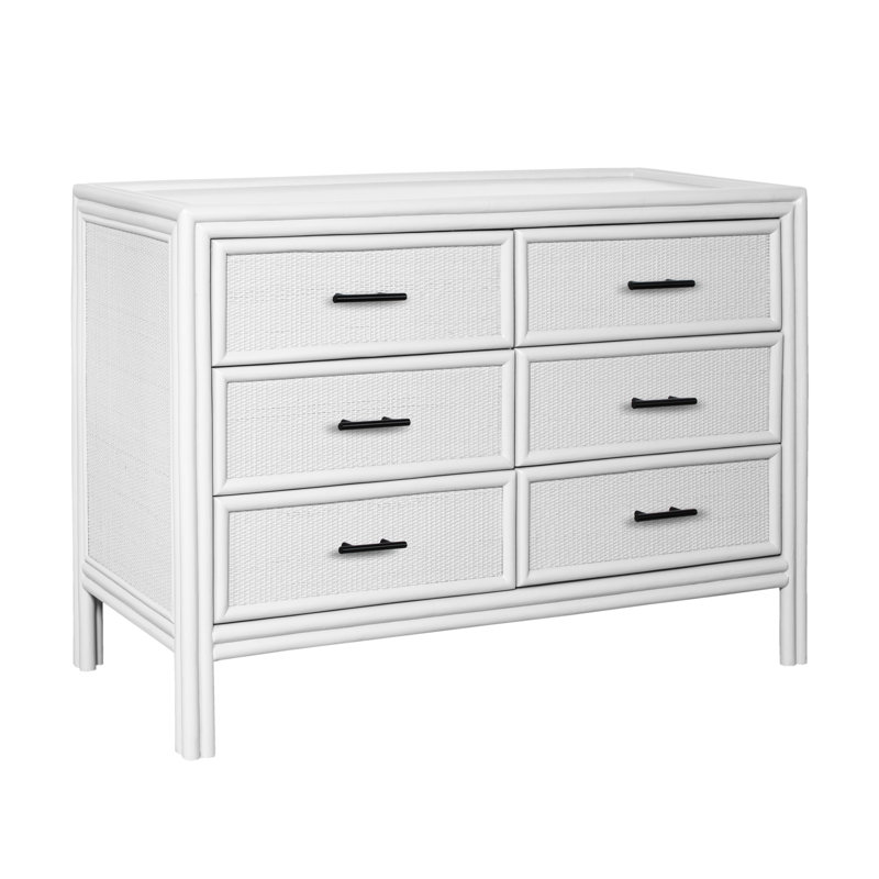 Commode double 6 tiroirs Aruba, Blanc / noir