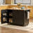Fluted Cabinet Rolling Kitchen Island with Drop Leaf Top, Adjustable Interior Shelves & Convertible Feet Design-129521293