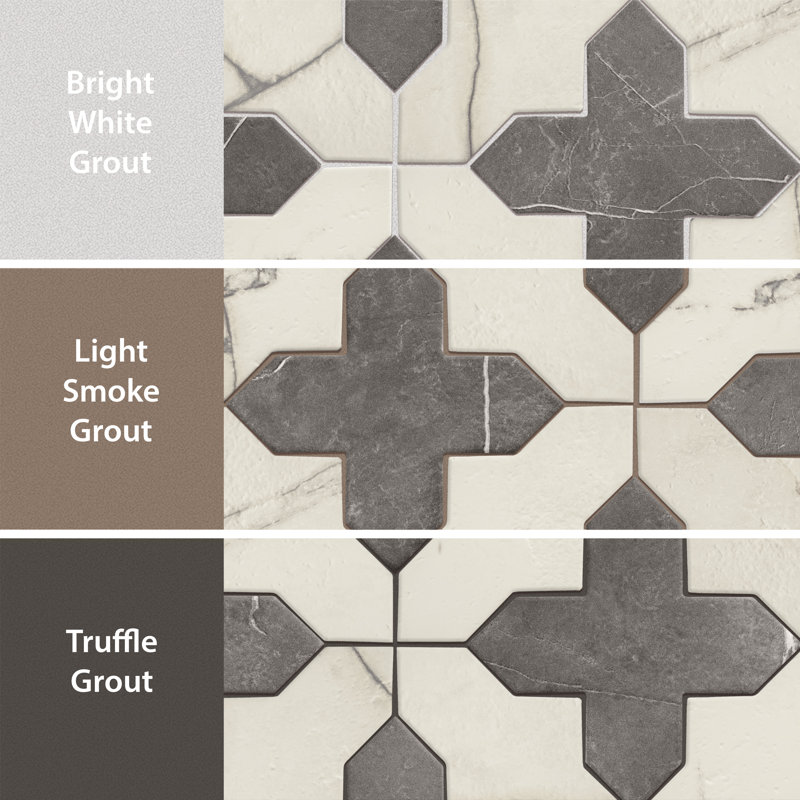 Istanbul Squire Shield With Cross 6 In. X 8-3/8 In. Porcelain Floor And Wall Tile Kit, Black/White