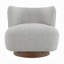 Chaise d'appoint contemporaine Sely, dossier courbé en tissu de tweed gris, base ronde