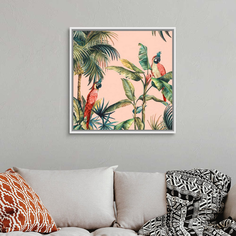 «Tropicano II» par Eva Watts, reproduction d'art sur toile, H 32 po x l 32 po x P 1,75 po, Cadre blanc