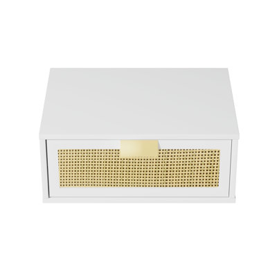 Floating Nightstand with Rattan Weaving Drawer, Wall Mounted by Bay Isle Home