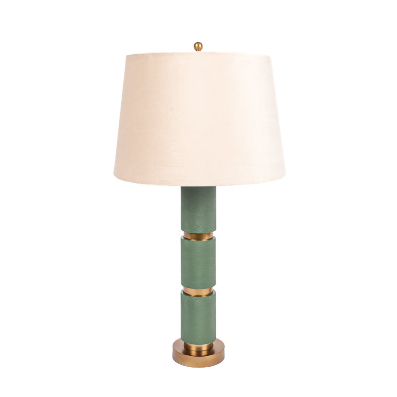 Textured Metal 3 Tiered Cylinder Table Lamp, Green;Bronze