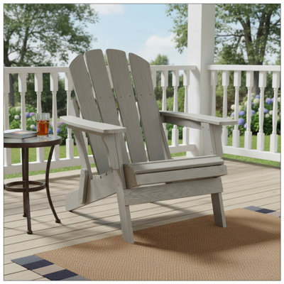 Chaise Adirondack pliante en bois gaufré surdimensionnée avec dossier et siège pré-assemblés, pour le jardin, la cour, le porche, la terrasse de la piscine et le foyer