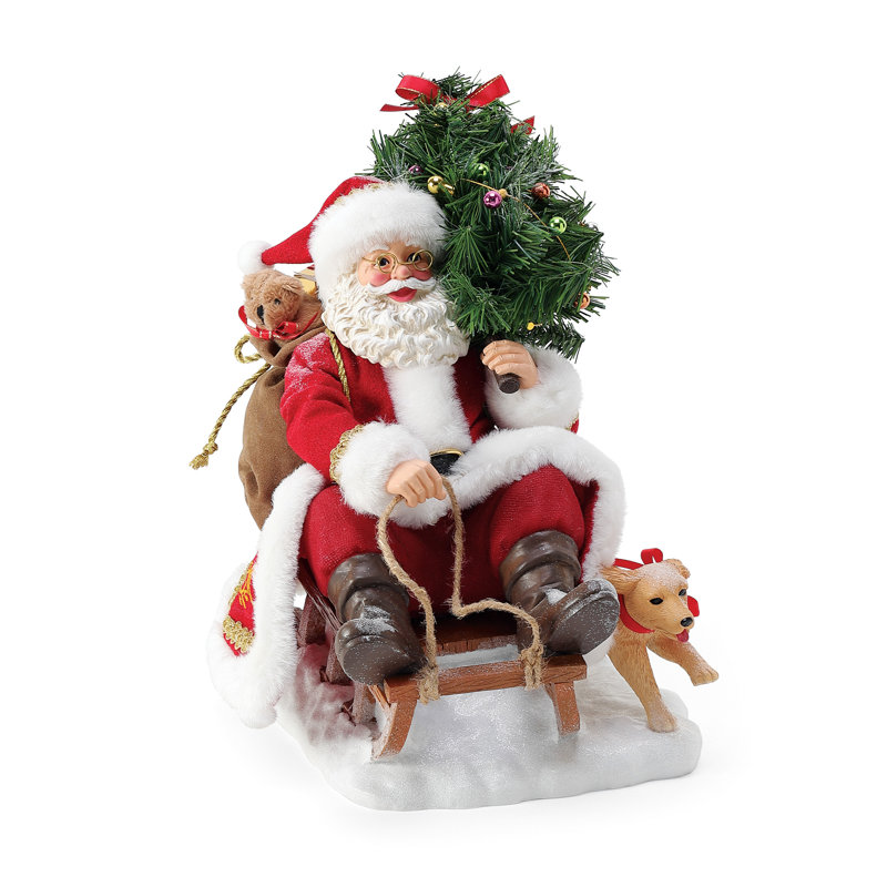Figurine Père Noël et chien de compagnie possible