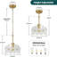 Luminaire suspendu moderne en verre pour îlot de cuisine avec abat-jour à pétales, luminaires suspendus en laiton réglables pour le couloir de la salle à manger (base E26)-1219193764