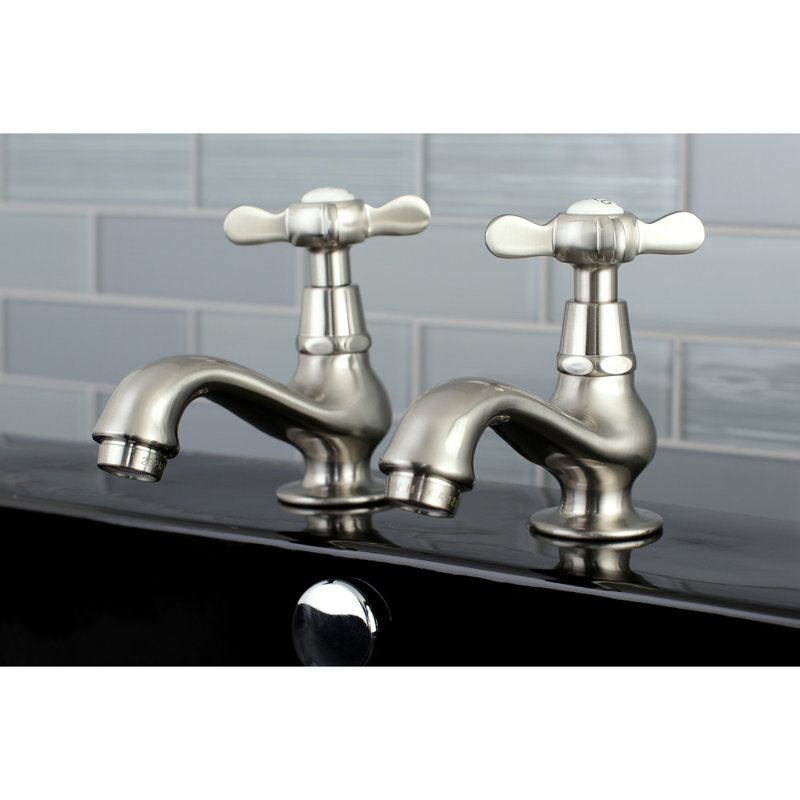 Kingston Brass Essex Two-Handle Deck Mount Basin Tap Faucet, Brushed Nickel