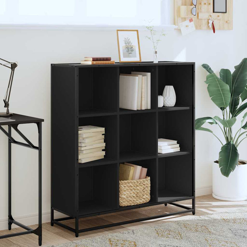Alvon 107.5cm H Bookcase, (9 Shelves) 107.5cmH x 97.5cmW x 33cmD, Black
