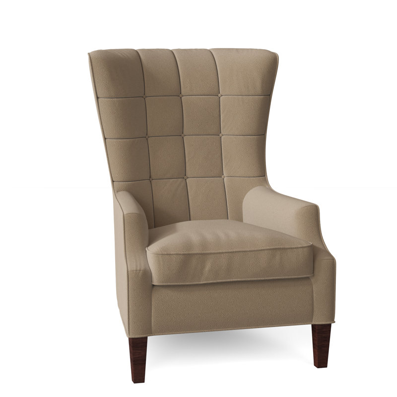 Gallin Leather Tufted Wingback Chair, Outsider Raven Genuine Leather, Mahogany