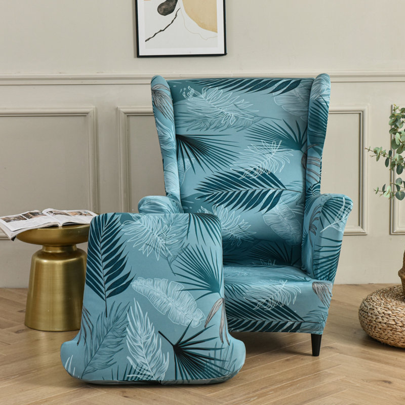 Housse extensible pour tabouret tigre, 100 % coton bleu clair